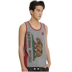 Brooklyn Cloth Mens California Republic Bear Tank Top Heather Grey Red Size M